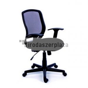 Irodai szék, karfás, fekete szövetborítás, feszített hálós háttámla, fekete lábkereszt, MAYAH "Fun"