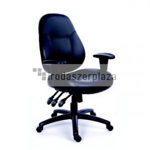 Irodai szék, állítható karfával, fekete bonded bőrborítás, fekete lábkereszt, MAYAH "Champion"