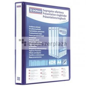 Gyűrűs könyv, panorámás, 4 gyűrű, D alakú, 80 mm, A4, PP, DONAU, kék