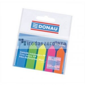 Jelölőcímke, műanyag, nyíl forma, 5x25 lap, 12x45 mm, DONAU, neon szín