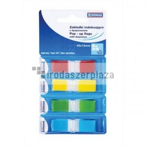 Jelölőcímke, műanyag, 4x35 lap, 12x45 mm, DONAU, vegyes szín