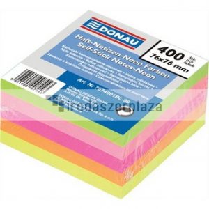 Öntapadó jegyzettömb, 76x76mm, 400lap, DONAU, vegyes neon színek