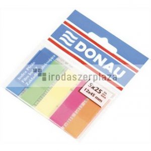 Jelölőcímke, műanyag, 5x25 lap, 12x45 mm, DONAU, neon szín