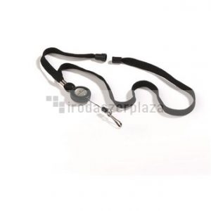 Azonosítókártya-tartó, kihúzható, patentos, fekete nyakba akasztóval, DURABLE