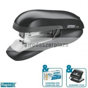 Tűzőgép, 24/6, 26/6, 30 lap, lapos tűzés, RAPID "F30", fekete