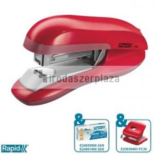 Tűzőgép, 24/6, 26/6, 30 lap, lapos tűzés, RAPID "F30", meggyvörös
