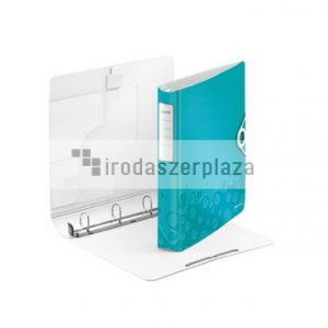 Gyűrűs könyv, 4 gyűrű, D alakú, 52 mm, A4, PP, LEITZ "Active Wow" jégkék