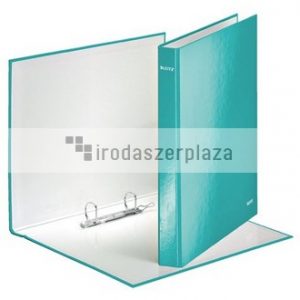 Gyűrűs könyv, 2 gyűrű, D alakú, 40 mm, A4 Maxi, karton, LEITZ "Wow", jégkék