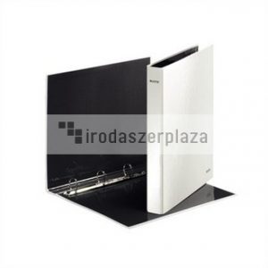 Gyűrűs könyv, 4 gyűrű, D alakú, 40 mm, A4 Maxi, karton, LEITZ "Wow", fehér