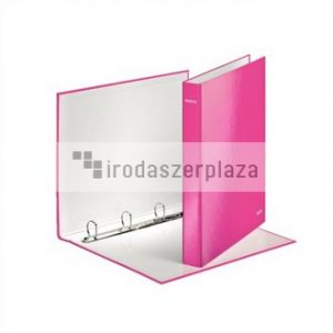 Gyűrűs könyv, 4 gyűrű, D alakú, 40 mm, A4 Maxi, karton, LEITZ "Wow", rózsaszín