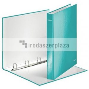 Gyűrűs könyv, 4 gyűrű, D alakú, 40 mm, A4 Maxi, karton, LEITZ "Wow", jégkék