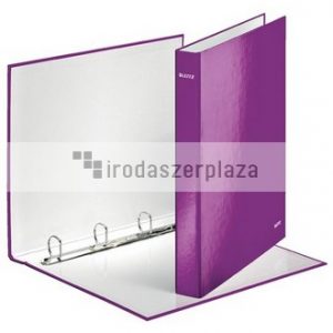 Gyűrűs könyv, 4 gyűrű, D alakú, 40 mm, A4 Maxi, karton, LEITZ "Wow", lila