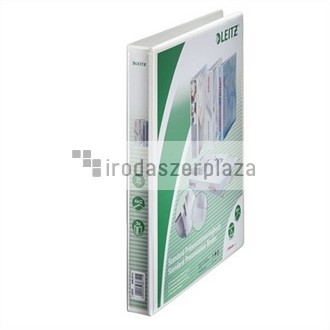 Gyűrűs könyv, panorámás, 4 gyűrű, D alakú, 38 mm, A4 Maxi, PP, LEITZ, fehér