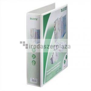 Gyűrűs könyv, panorámás, 4 gyűrű, D alakú, 77 mm, A4 Maxi, PP, LEITZ, fehér