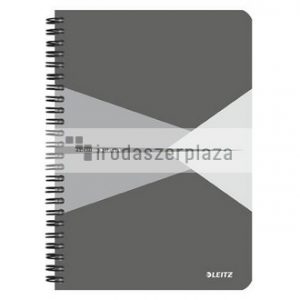 Spirálfüzet, A5, vonalas, 90 lap, laminált karton borító, LEITZ "Office", szürke