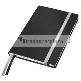 Jegyzetfüzet, A5, vonalas, 80 lap, keményfedeles, LEITZ "Style", szaténfekete