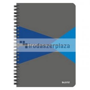 Spirálfüzet, A5, vonalas, 90 lap, PP borító, LEITZ "Office", szürke-kék
