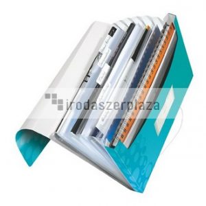 Harmonikamappa, A4, PP, 6 rekeszes, LEITZ "Wow", jégkék