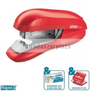Tűzőgép, 24/6, 26/6, 30 lap, lapos tűzés, RAPID "F30", élénk piros
