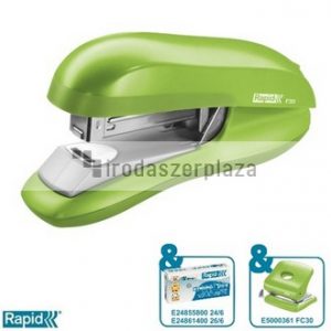 Tűzőgép, 24/6, 26/6, 30 lap, lapos tűzés, RAPID "F30", élénk zöld