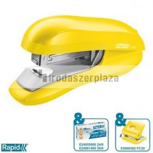 Tűzőgép, 24/6, 26/6, 30 lap, lapos tűzés, RAPID "F30", élénk sárga