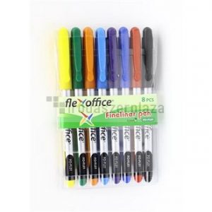 Tűfilc készlet, 0,3 mm, FLEXOFFICE "FL01", 8 különböző szín