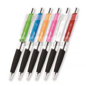 Golyóstoll, 0,35 mm, nyomógombos, vegyes színű, áttetsző test, FLEXOFFICE "Tango", kék