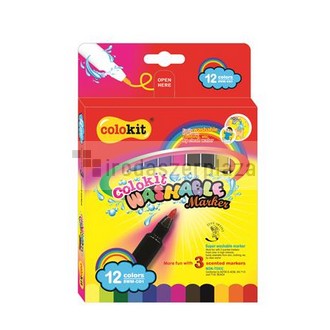 Filctoll készlet, kimosható, COLOKIT "Washable Markers" 12 különböző készlet