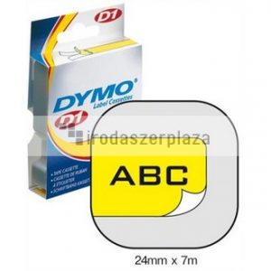 Feliratozógép szalag, 24 mm x 7 m, DYMO "D1", sárga-fekete