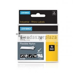 Feliratozógép szalag, flexibilis ID, 12 mm x 3,5 m, DYMO "Rhino", fehér-fekete