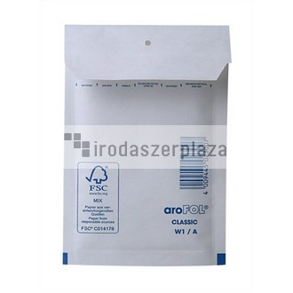 Légpárnás tasak, 125x175 mm külméret, 105x165 mm belméret, VICTORIA PAPER, "W1", fehér