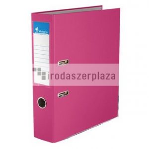 Iratrendező, 75 mm, A4, PP/karton, élvédő sínnel, VICTORIA OFFICE, "Basic", rózsaszín