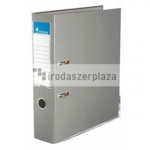 Iratrendező, 75 mm, A4, PP/karton, élvédő sínnel, VICTORIA OFFICE, "Basic", szürke