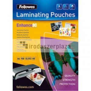 Meleglamináló fólia, 80 mikron, A3, fényes, öntapadó, 100 db, FELLOWES