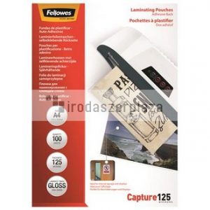 Meleglamináló fólia, 125 mikron, A4, fényes, öntapadó, 100 db, FELLOWES