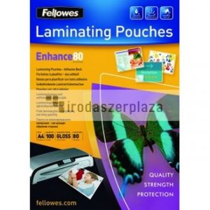 Meleglamináló fólia, lefűzhető, 80 mikron, A4, fényes, 100 db, FELLOWES