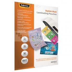 Meleglamináló fólia, 80 mikron, A3, matt, 25 db, FELLOWES, "Admire Stylish"