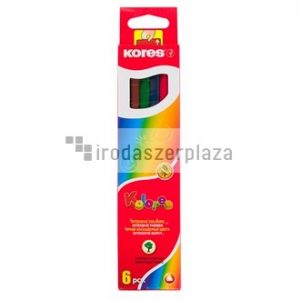 Színes ceruza készlet, háromszögletű, KORES "Triangular", 6 különböző szín