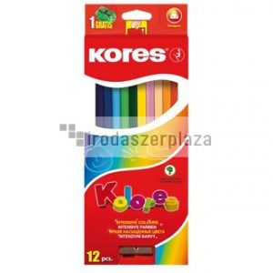 Színes ceruza készlet, háromszögletű, KORES "Triangular", 12 különböző szín