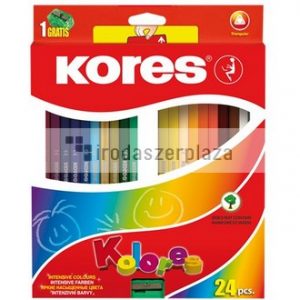 Színes ceruza készlet, háromszögletű, KORES "Triangular", 24 különböző szín