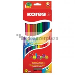 Színes ceruza készlet, kétvégű, háromszögletű, KORES "Duo", 24 különböző szín