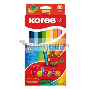 Színes ceruza készlet, háromszögletű, vastag, KORES "Jumbo", 12 különböző szín