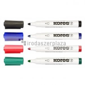 Tábla- és flipchart marker készlet, 1-3 mm, kúpos, KORES "K-Marker", 4 különböző szín