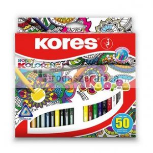 Színes ceruza készlet, háromszögletű, KORES "Triangular", 50 különböző szín