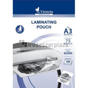 Meleglamináló fólia, 75 mikron, A3, fényes, VICTORIA OFFICE