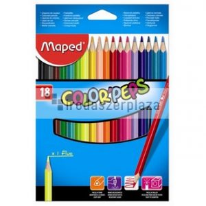 Színes ceruza készlet, háromszögletű, MAPED "Color`Peps", 18 különböző szín