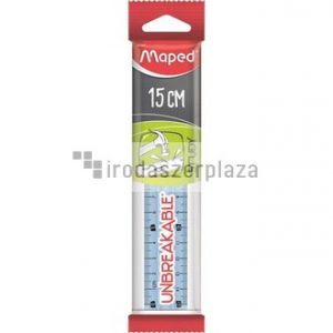Vonalzó, műanyag, törhetetlen, 15 cm, MAPED "Study Unbreakable", vegyes színek