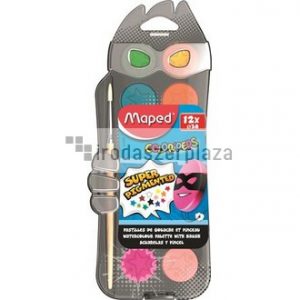 Vízfesték, 12 szín, 30 mm átm/szín + ajándék ecset, MAPED