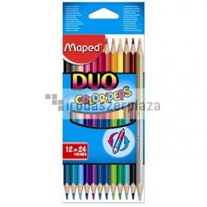 Színes ceruza készlet, kétvégű, háromszögletű, MAPED "Color`Peps Duo", 24 különböző szín