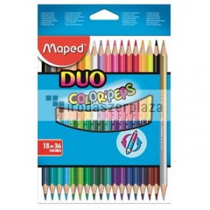 Színes ceruza készlet, háromszögletű, kétvégű, MAPED "Color`Peps Duo", 36 különböző szín